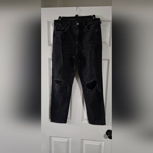American Eagle Outfitters Women's Black High Rise Distressed Jeans